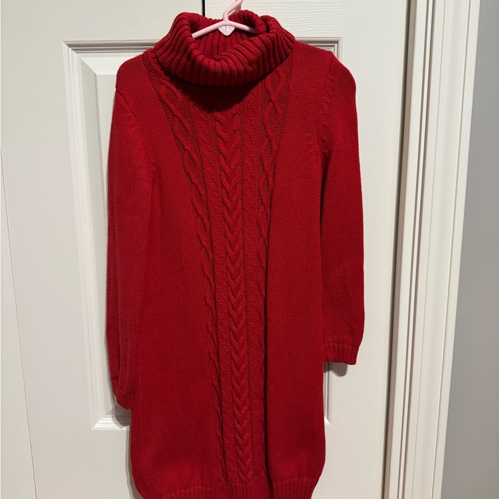 Cozy Red Turtleneck Sweater Dress